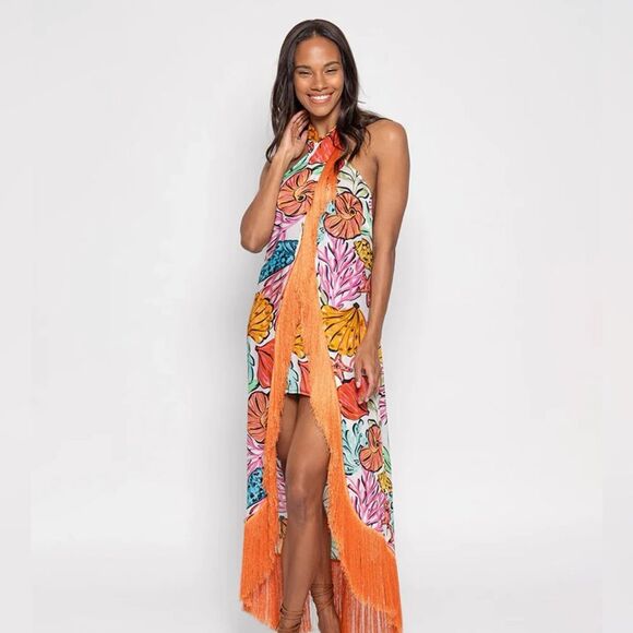 Sundress Capri Dress with orange fringe XS/S NWT - Picture 1 of 9